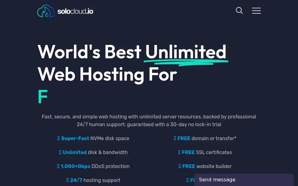 Screenshot of solocloud.io