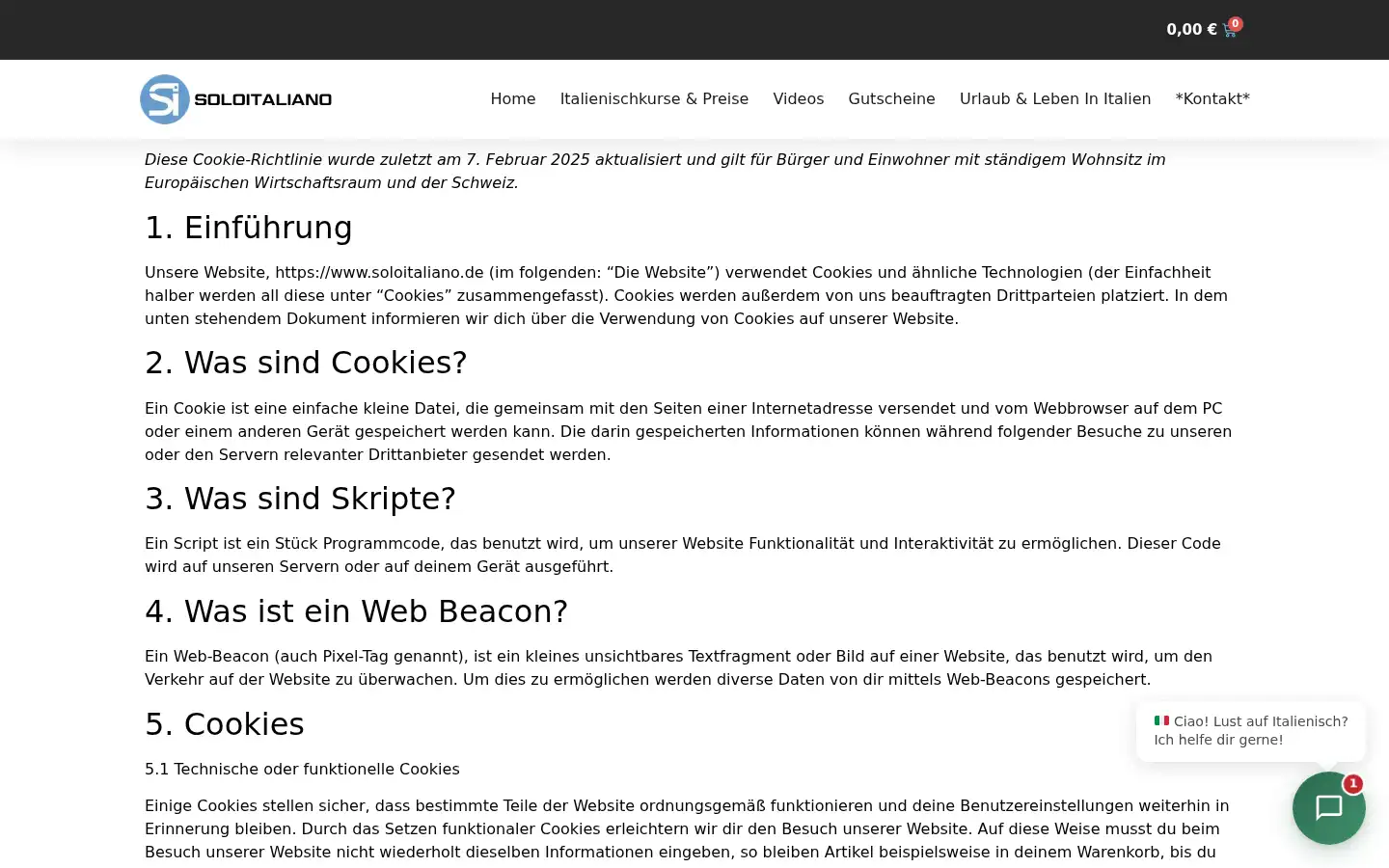 Screenshot of soloitaliano.de