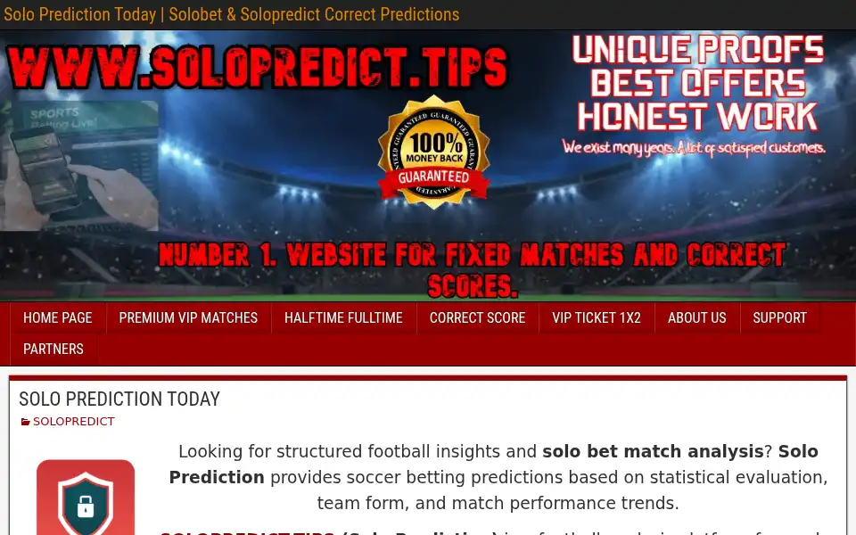 Screenshot of solopredict.tips