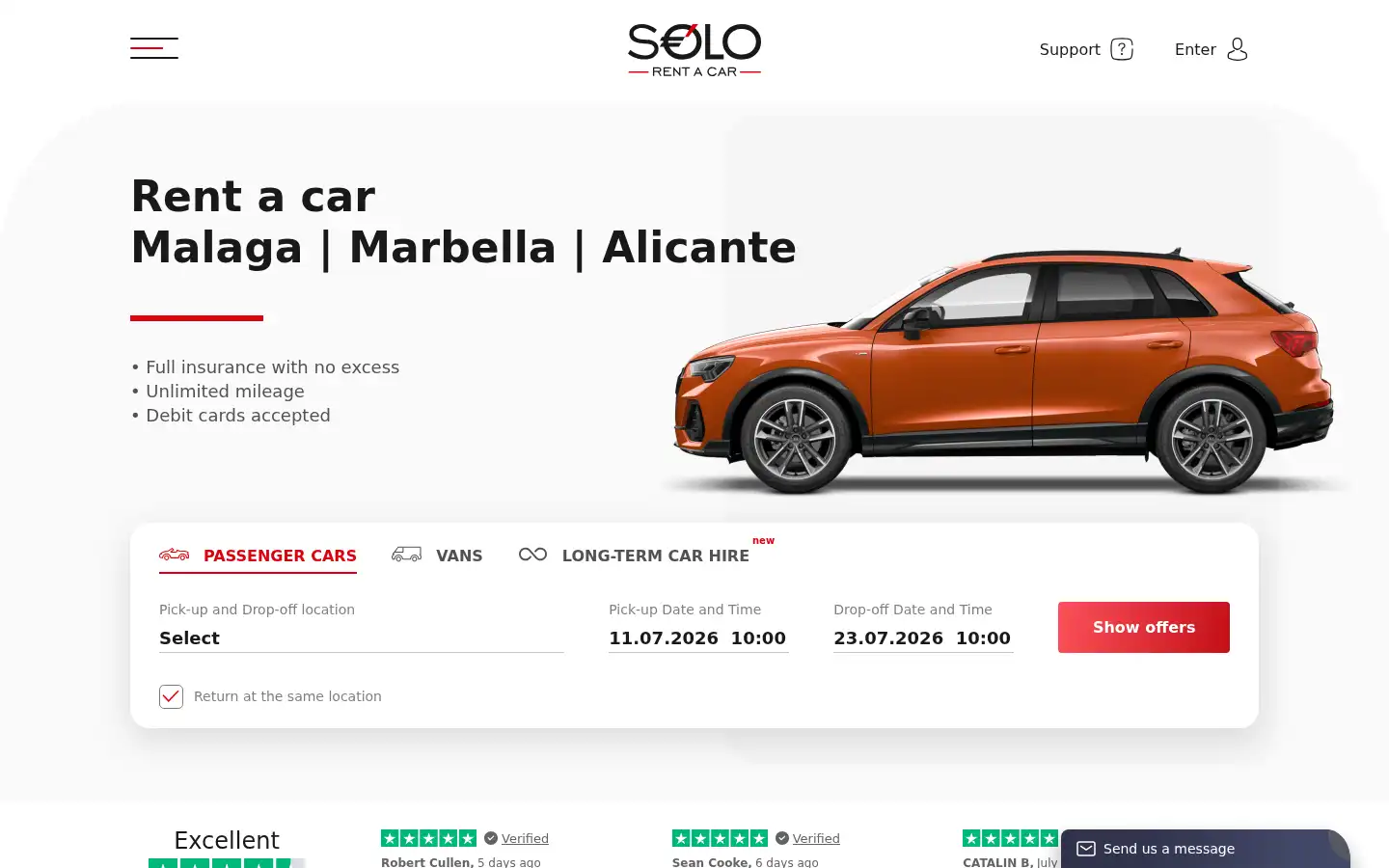 Screenshot of solorentacar.com