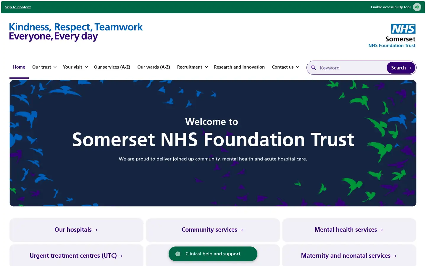 Screenshot of somersetft.nhs.uk