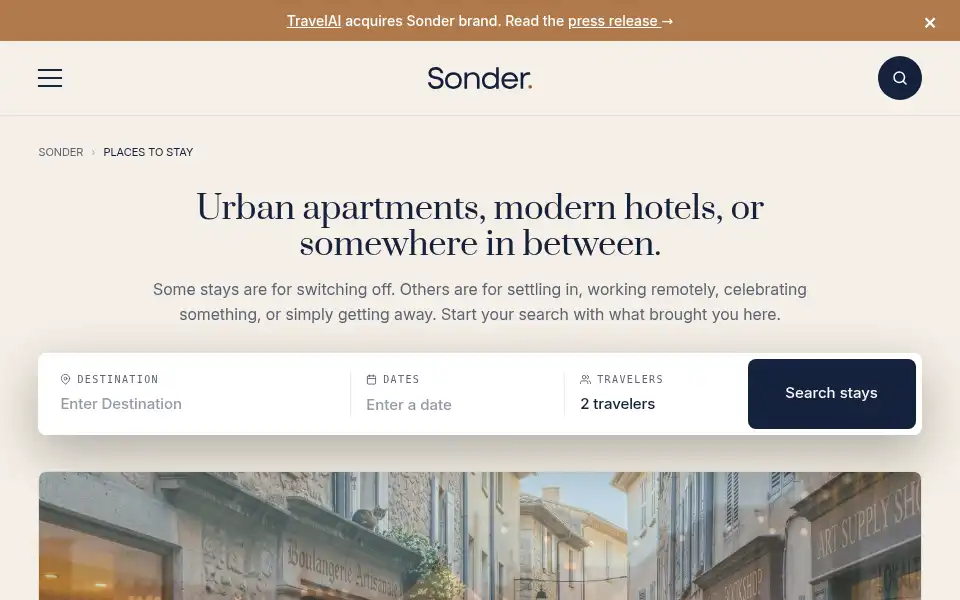 Screenshot of sonder.com