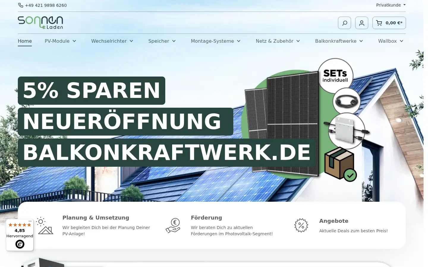 Screenshot of sonnenladen.de