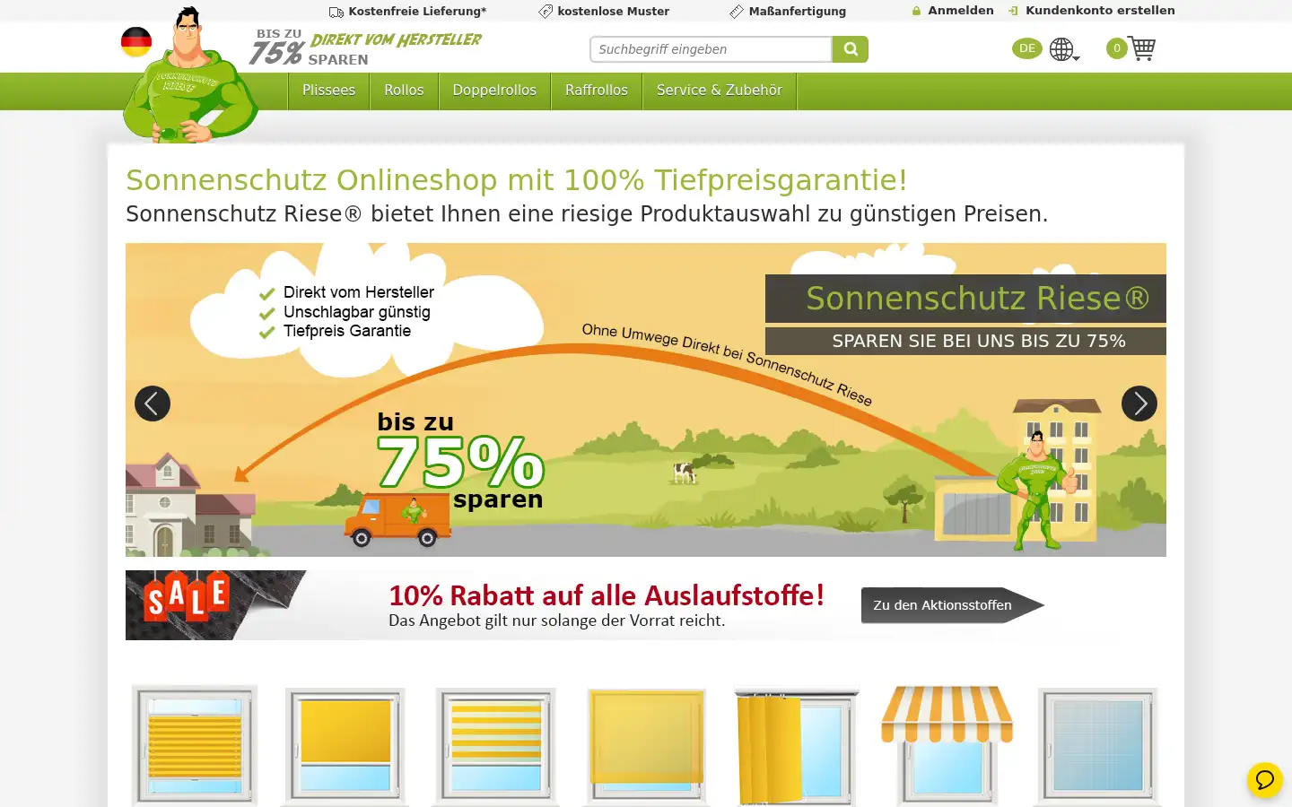 Screenshot of sonnenschutz-riese.de