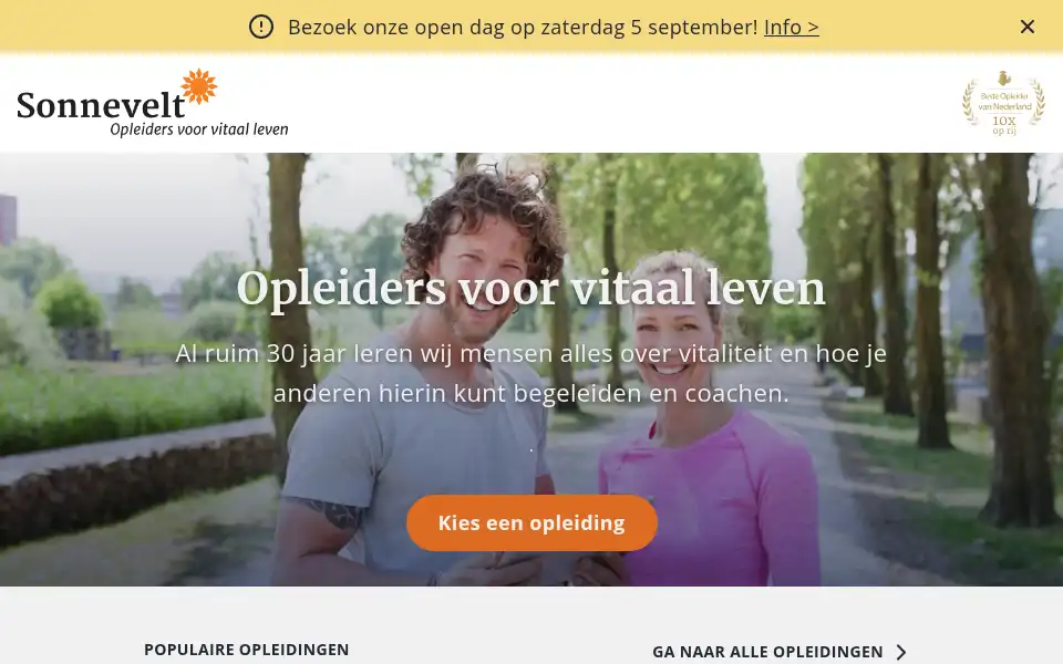 Screenshot of sonneveltopleidingen.nl