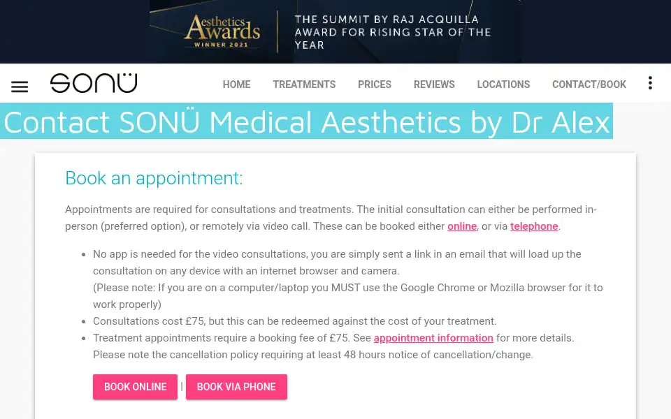 Screenshot of sonuclinic.com