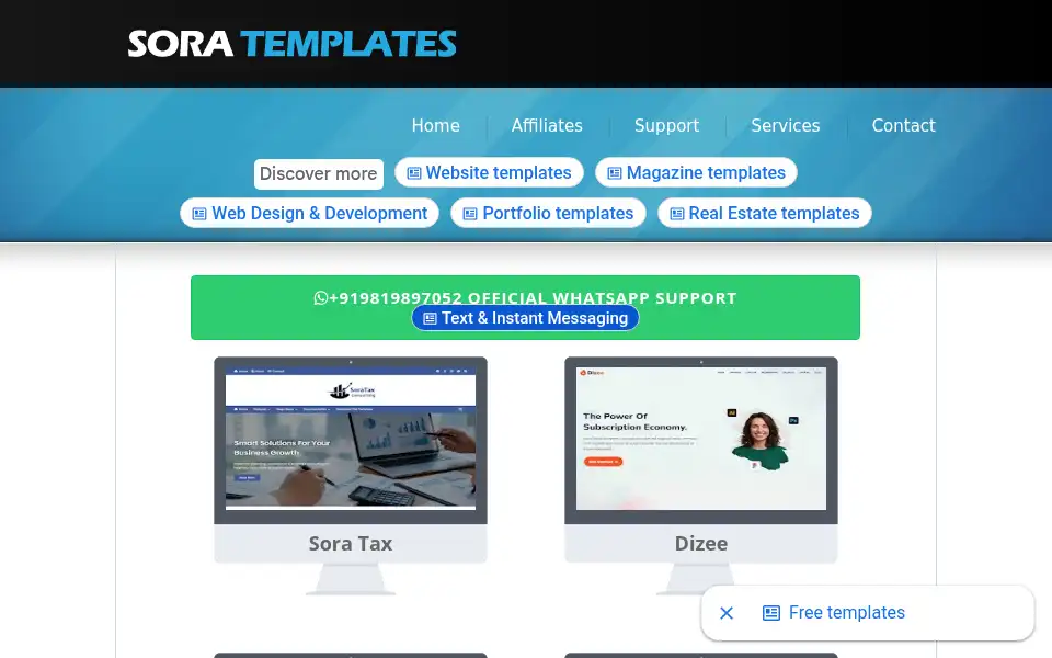 Screenshot of soratemplates.com
