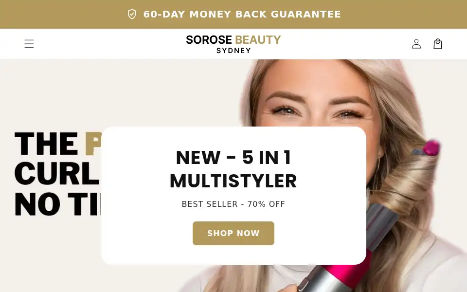 Screenshot of sorosebeauty.com