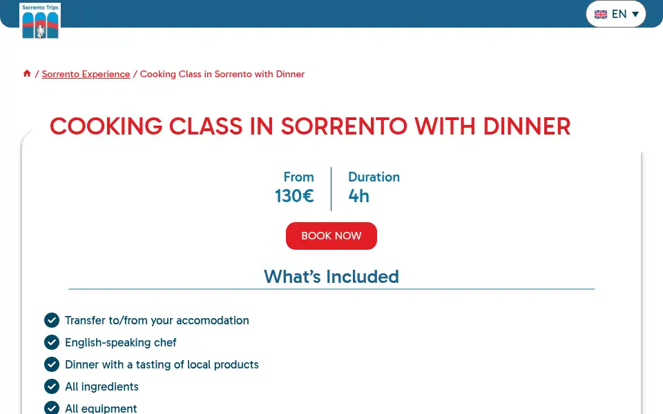 Screenshot of sorrentotrips.com