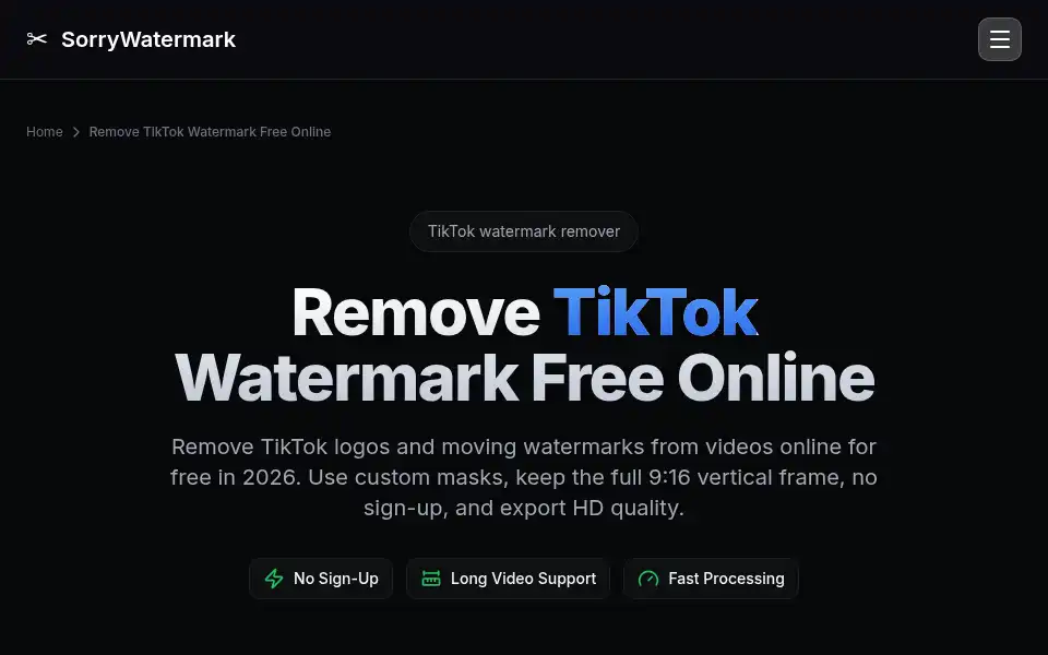 Screenshot of sorrywatermark.com