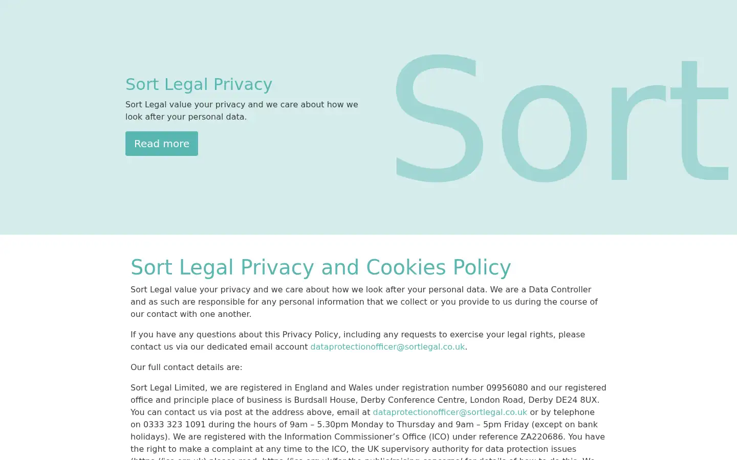 Screenshot of sortlegal.co.uk