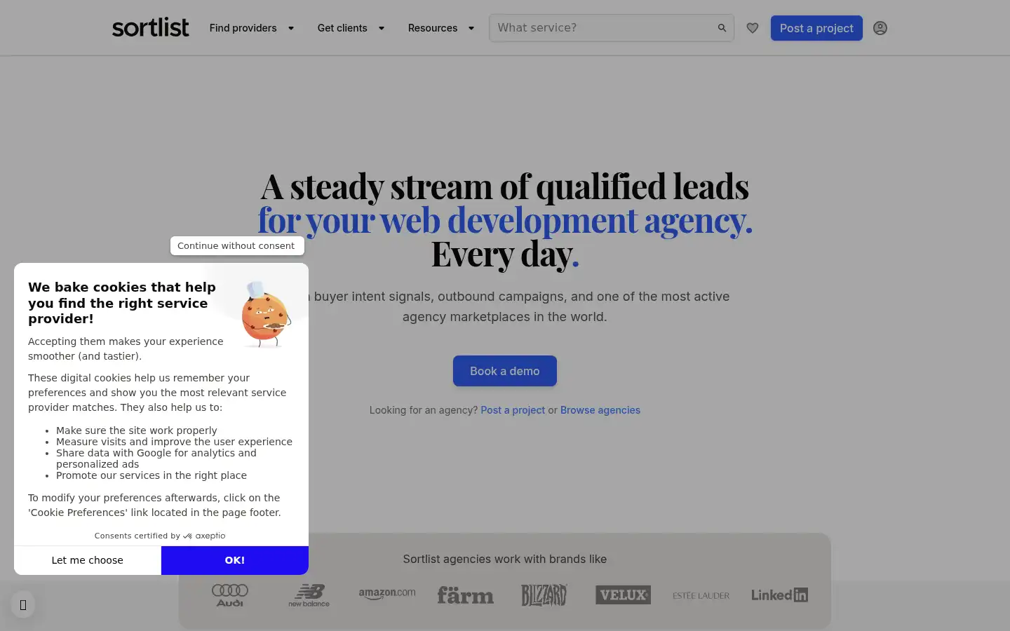 Screenshot of sortlist.com