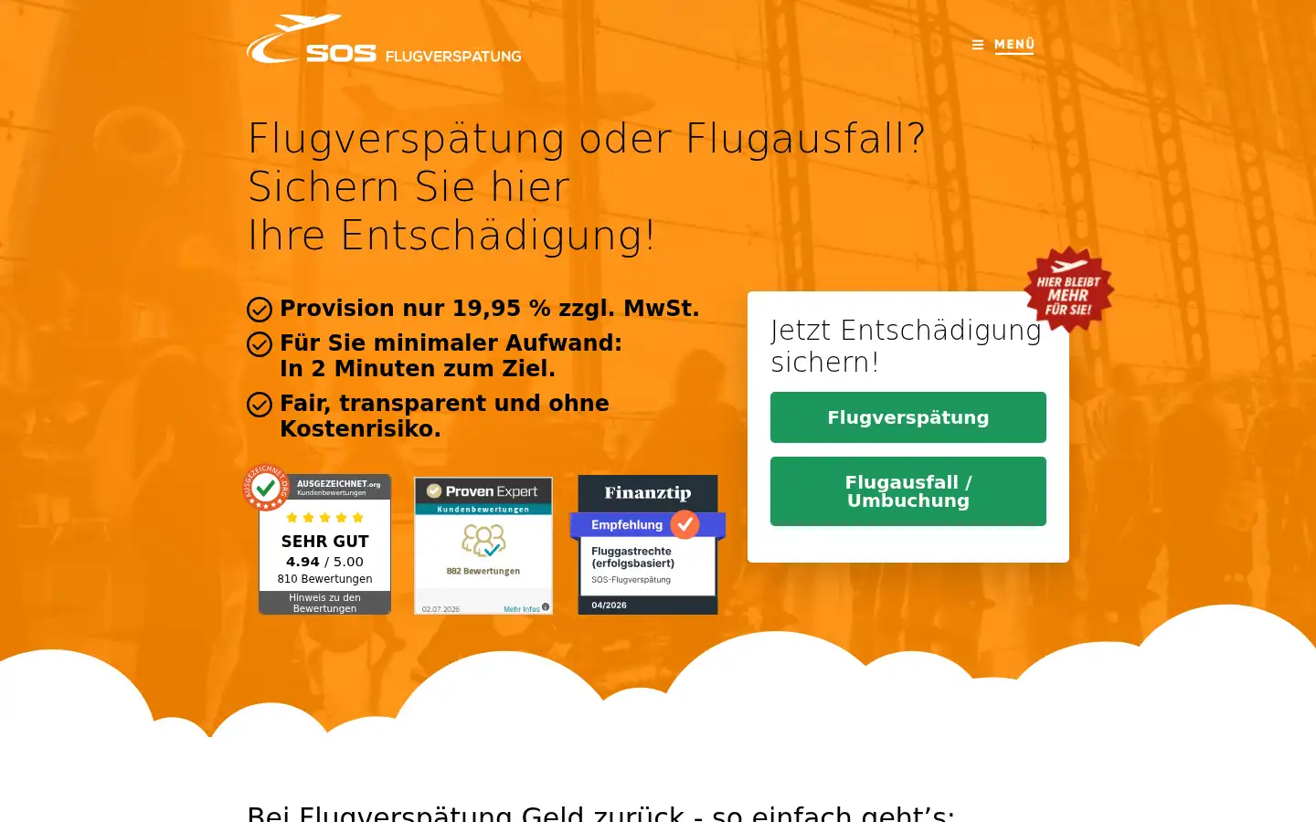 Screenshot of sos-flugverspaetung.de