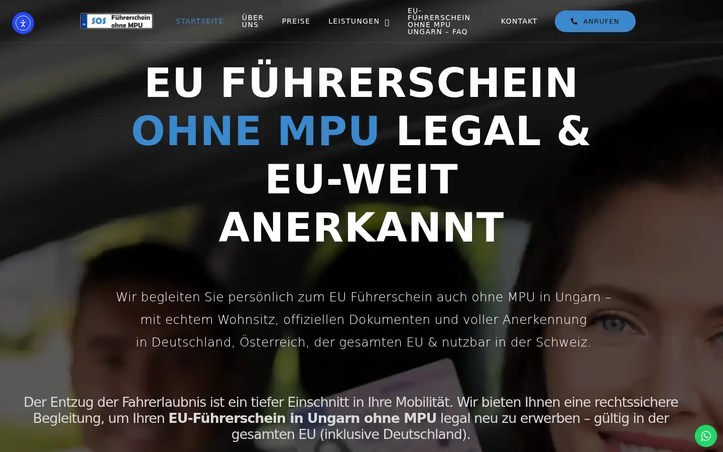 Screenshot of sosfuehrerscheinohnempu.de