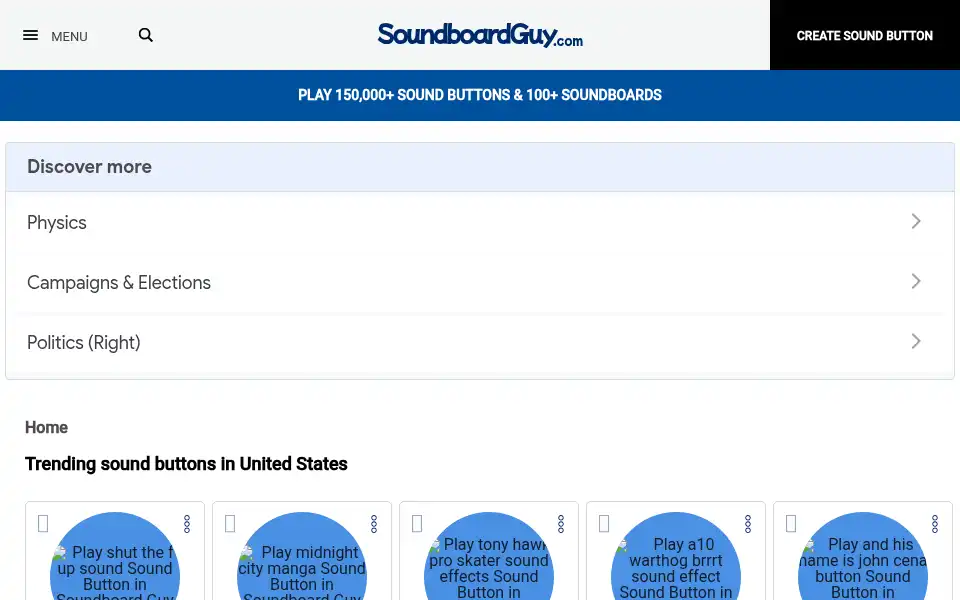 Screenshot of soundboardguy.com