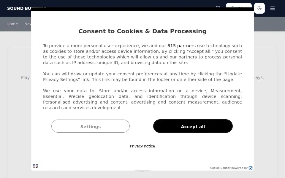 Screenshot of soundbuttons.com