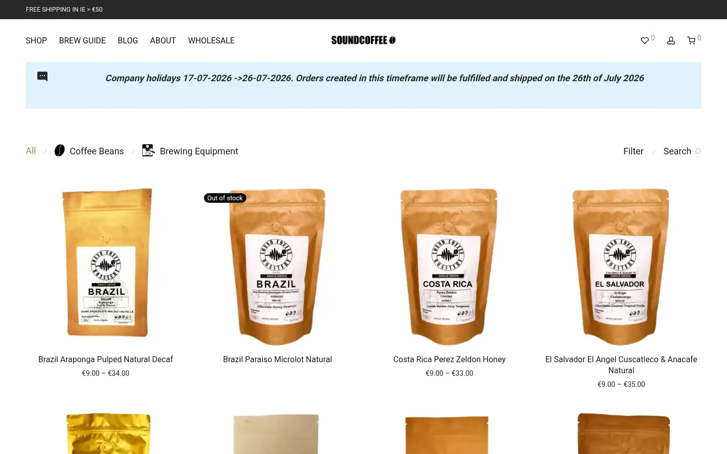 Screenshot of soundcoffee.ie