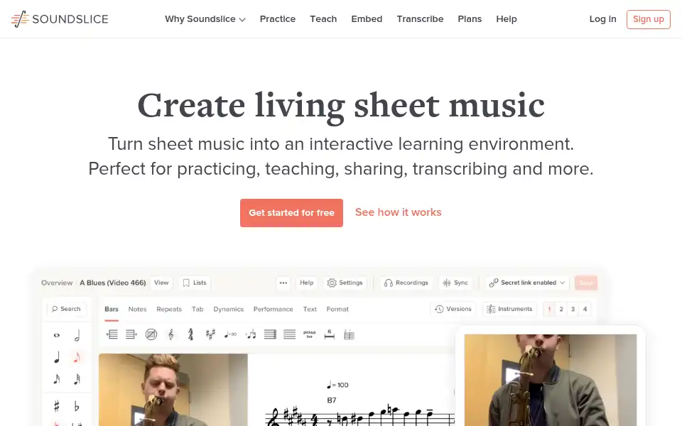 Screenshot of soundslice.com
