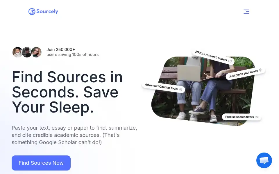 Screenshot of sourcely.net
