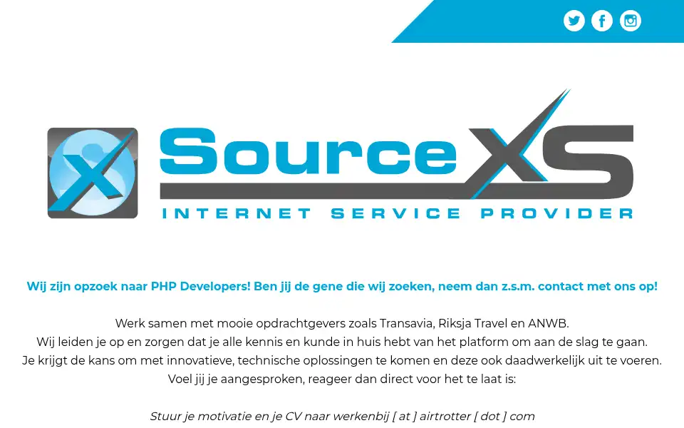 Screenshot of sourcexs.nl
