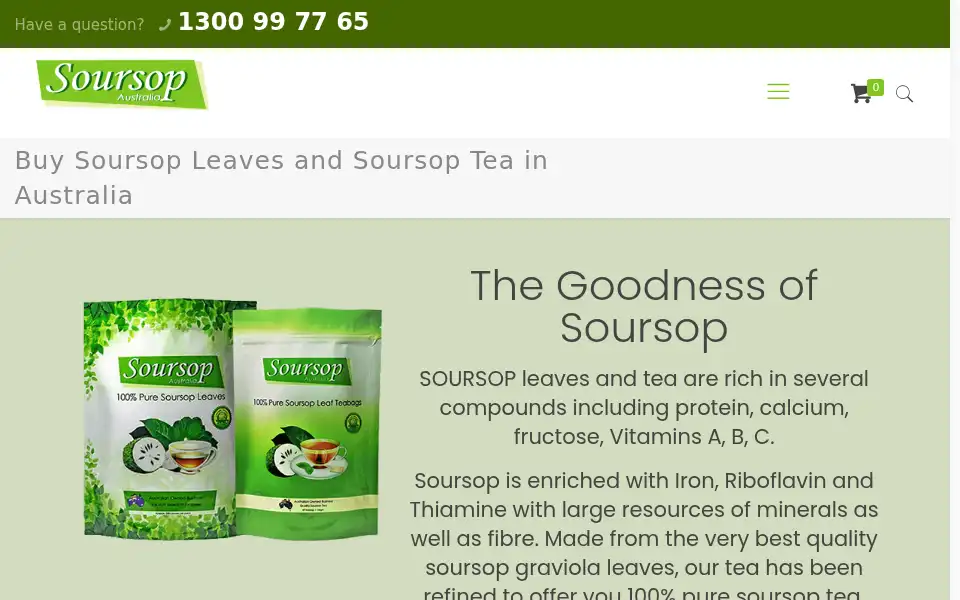 Screenshot of soursopleaves.com.au
