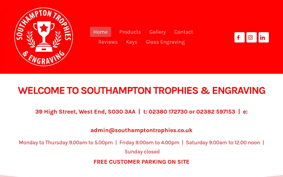 Screenshot of southamptontrophiesandengraving.co.uk