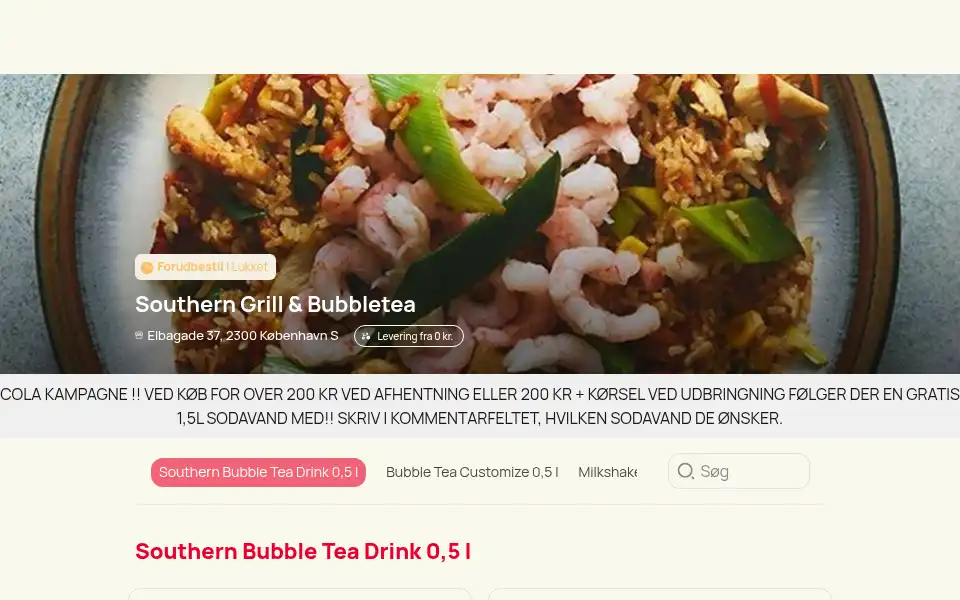 Screenshot of southerngrill.dk