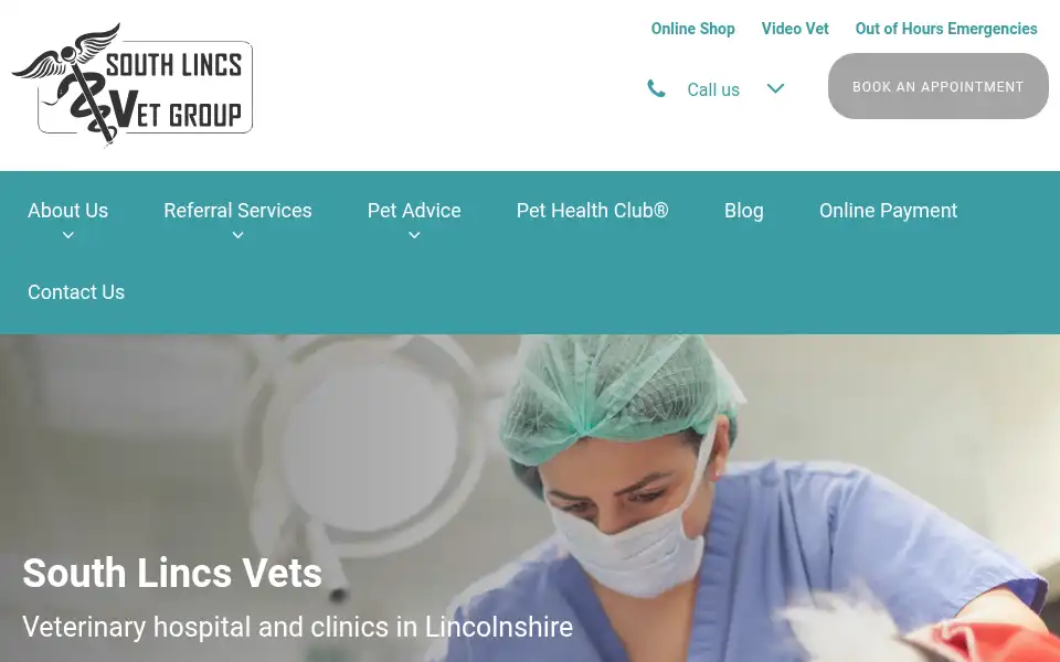 Screenshot of southlincsvets.co.uk