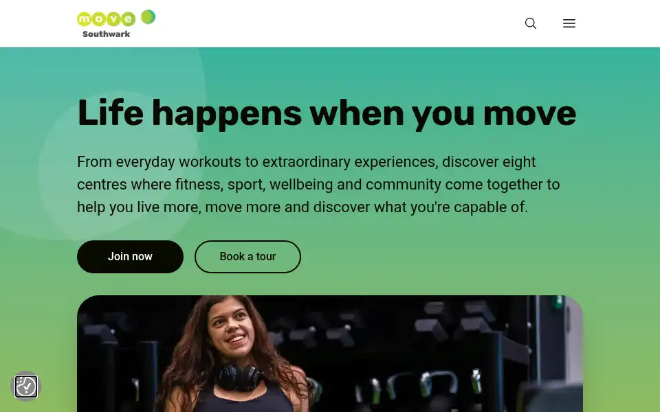 Screenshot of southwarkleisure.co.uk