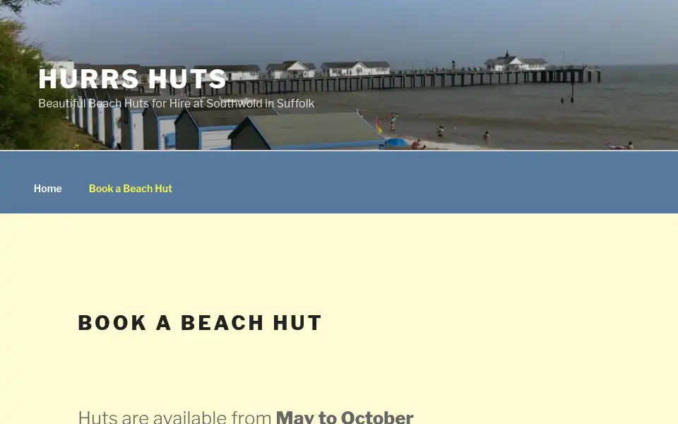 Screenshot of southwold-beach-hut-hire.co.uk
