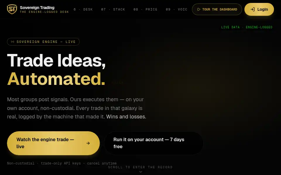 Screenshot of sovereigntrading.io