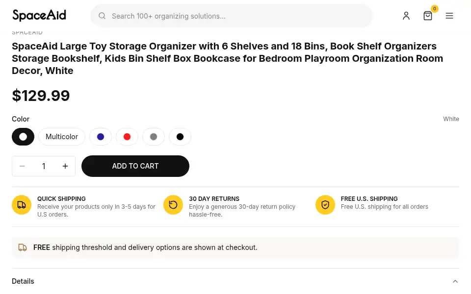 Screenshot of spaceaidhome.com