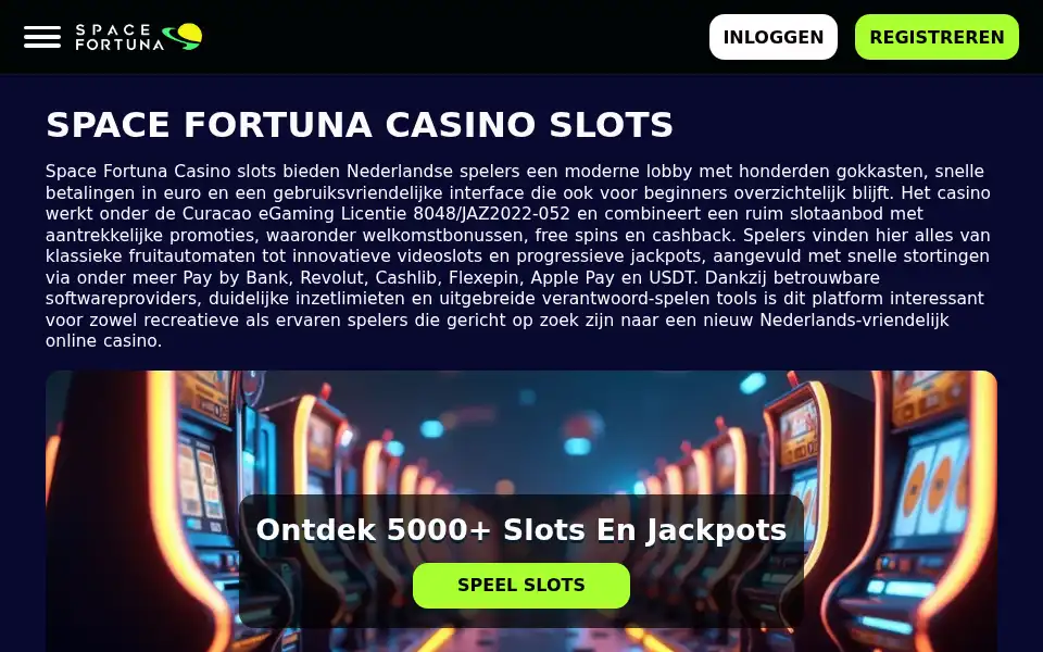 Screenshot of spacefortuna.nl