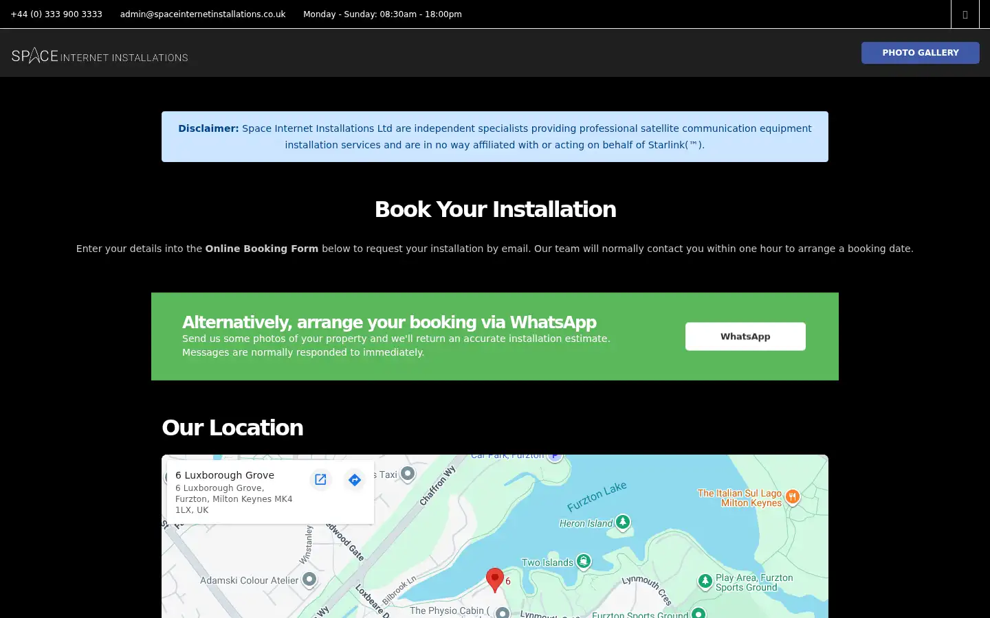 Screenshot of spaceinternetinstallations.co.uk
