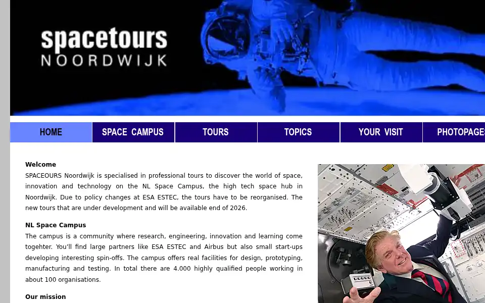 Screenshot of spacetoursnoordwijk.com