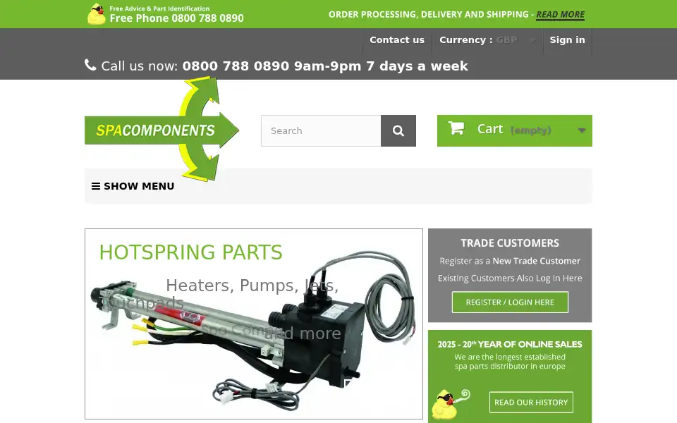 Screenshot of spacomponents.co.uk