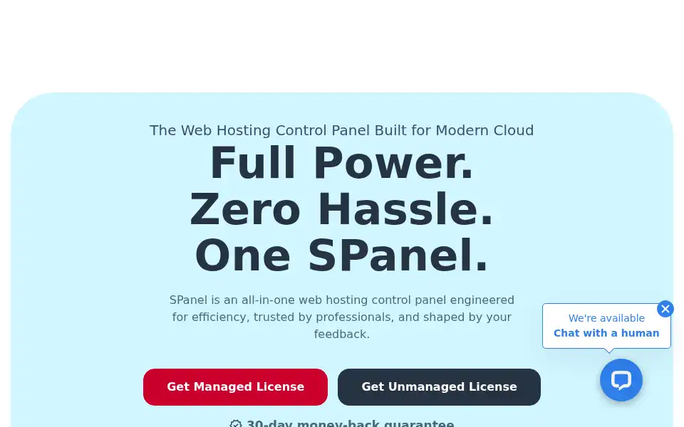 Screenshot of spanel.io