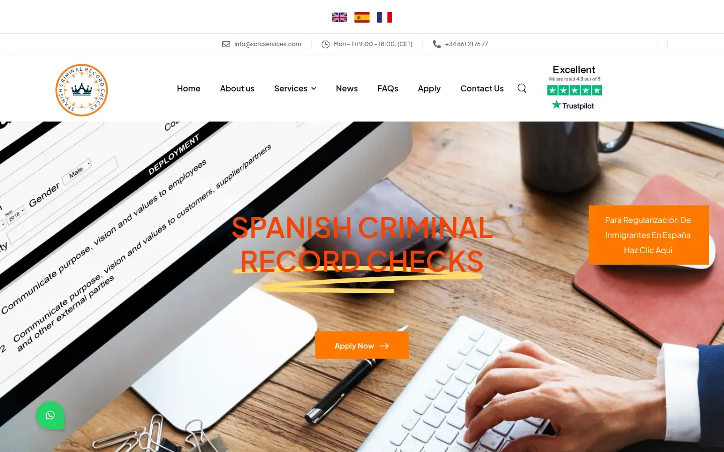 Screenshot of spanishcriminalrecordcheck.com