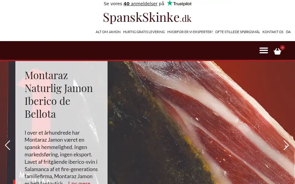 Screenshot of spanskskinke.dk