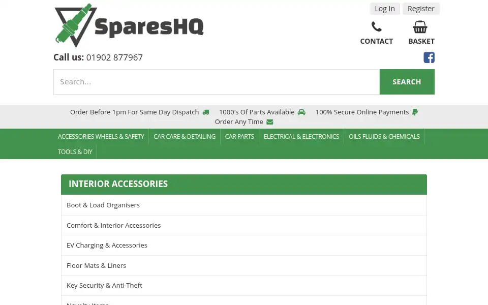 Screenshot of spareshq.co.uk