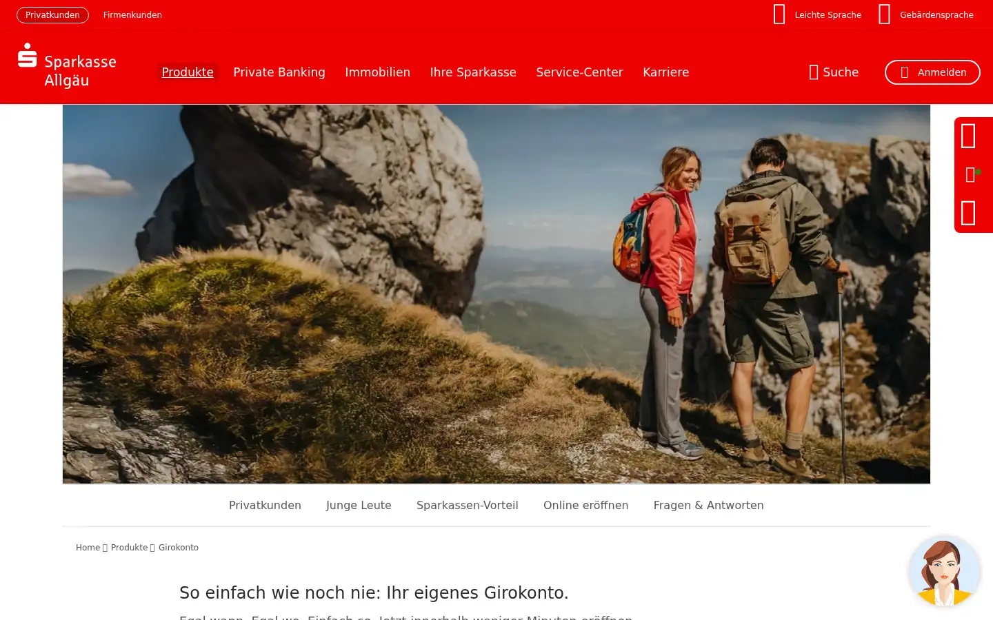 Screenshot of sparkasse-allgaeu.de