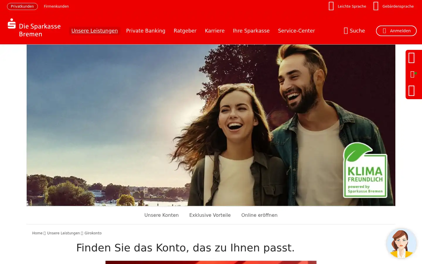 Screenshot of sparkasse-bremen.de