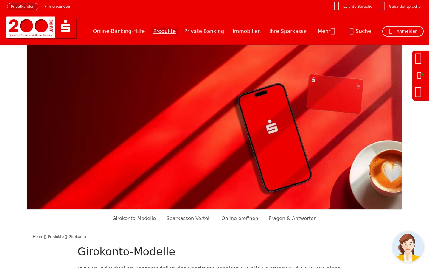 Screenshot of sparkasse-freiburg.de