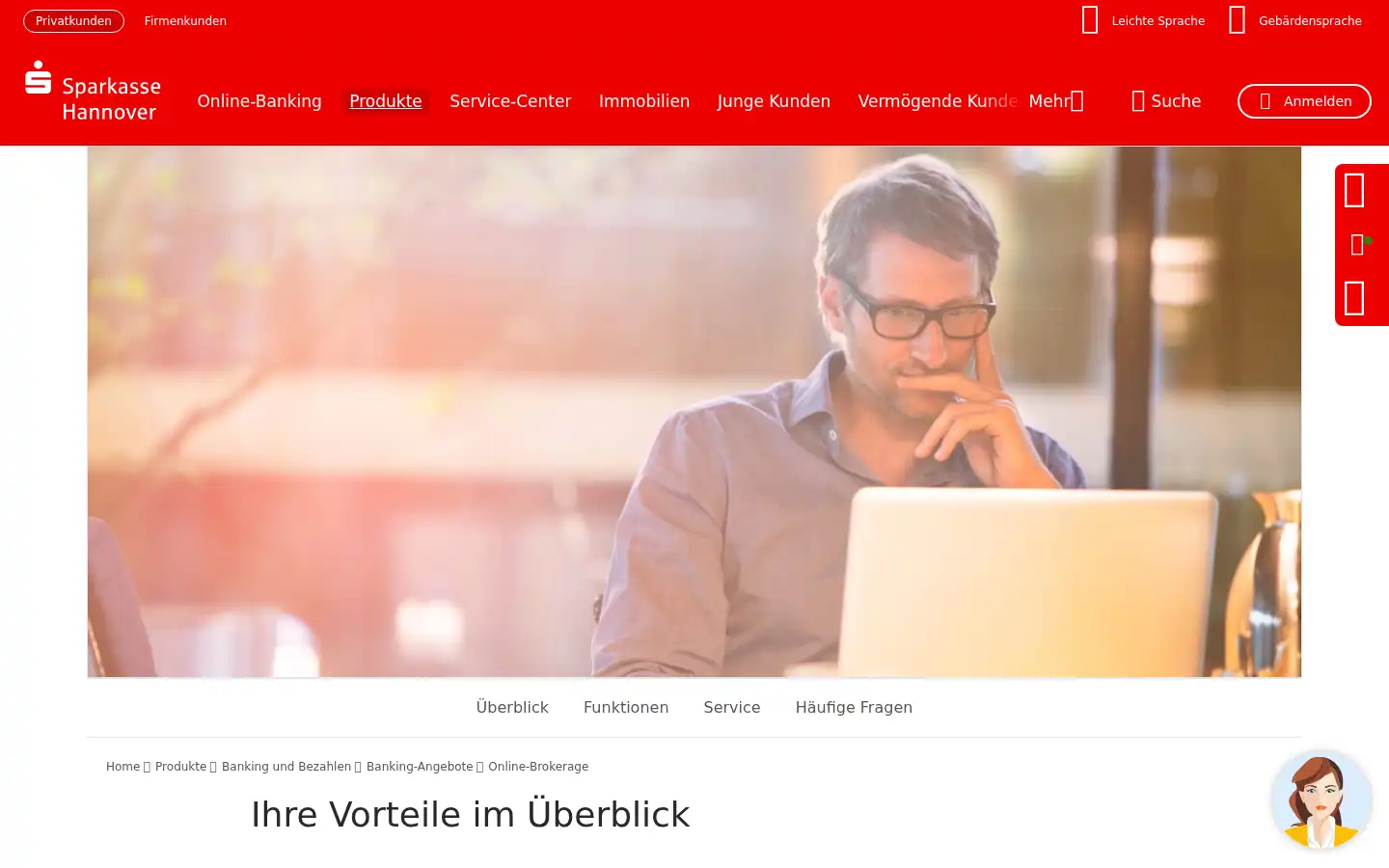 Screenshot of sparkasse-hannover.de