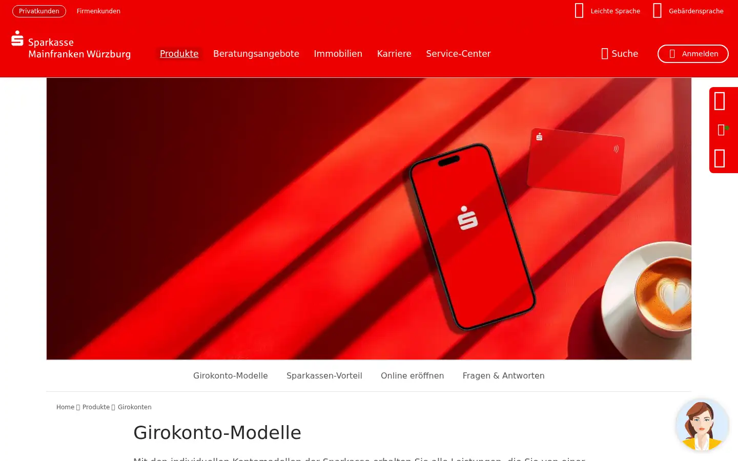 Screenshot of sparkasse-mainfranken.de
