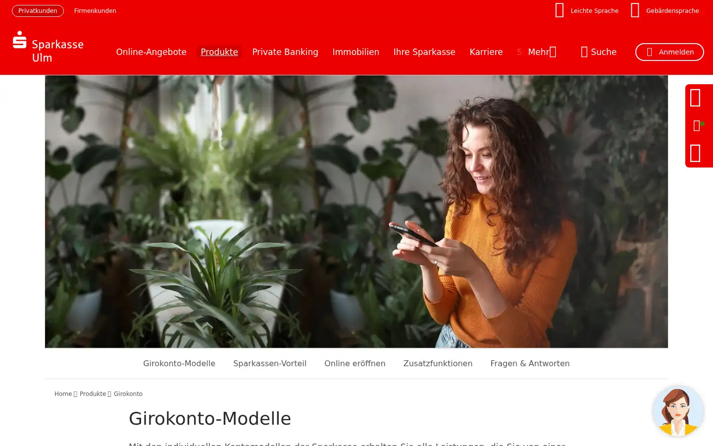 Screenshot of sparkasse-ulm.de