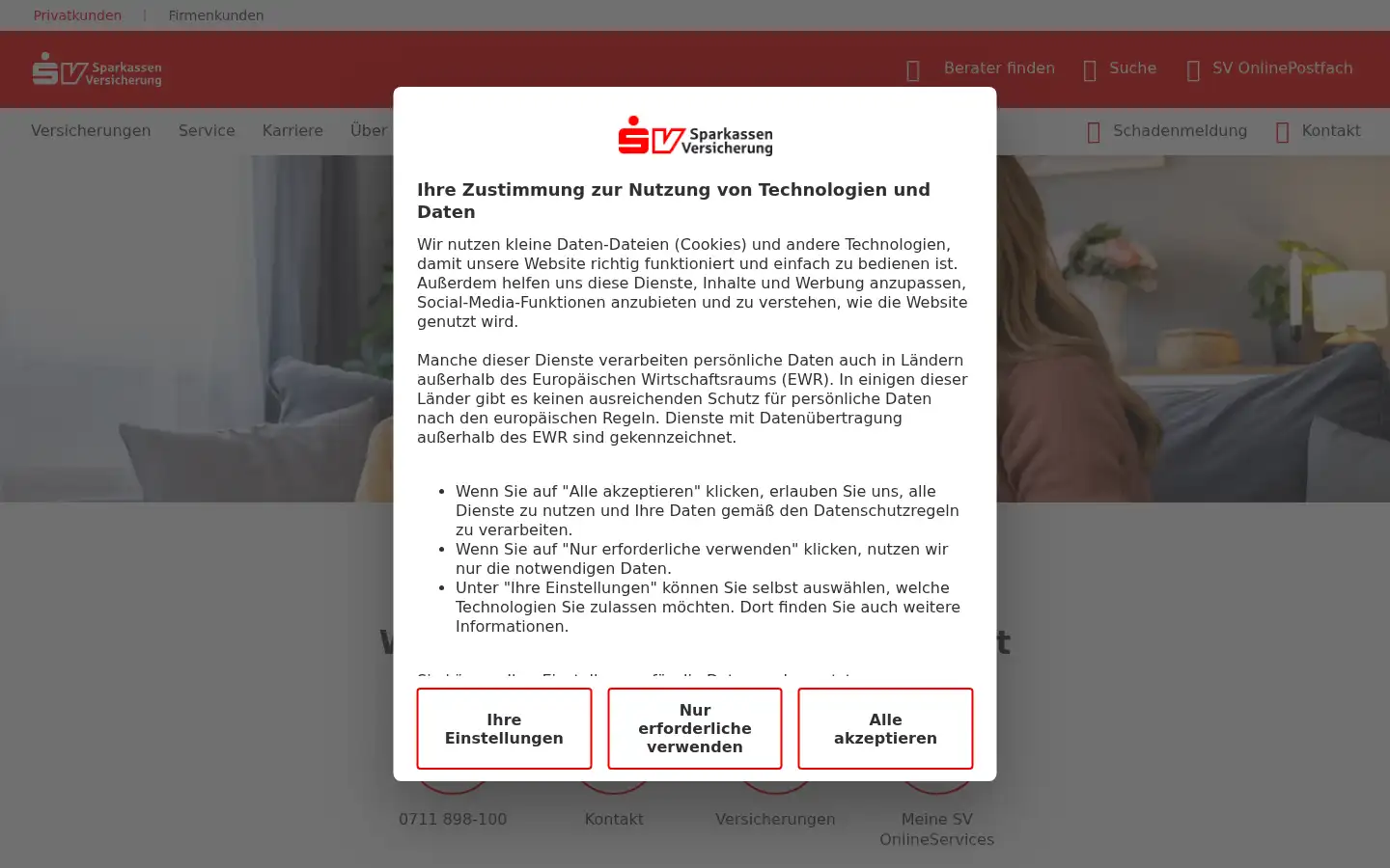 Screenshot of sparkassenversicherung.de