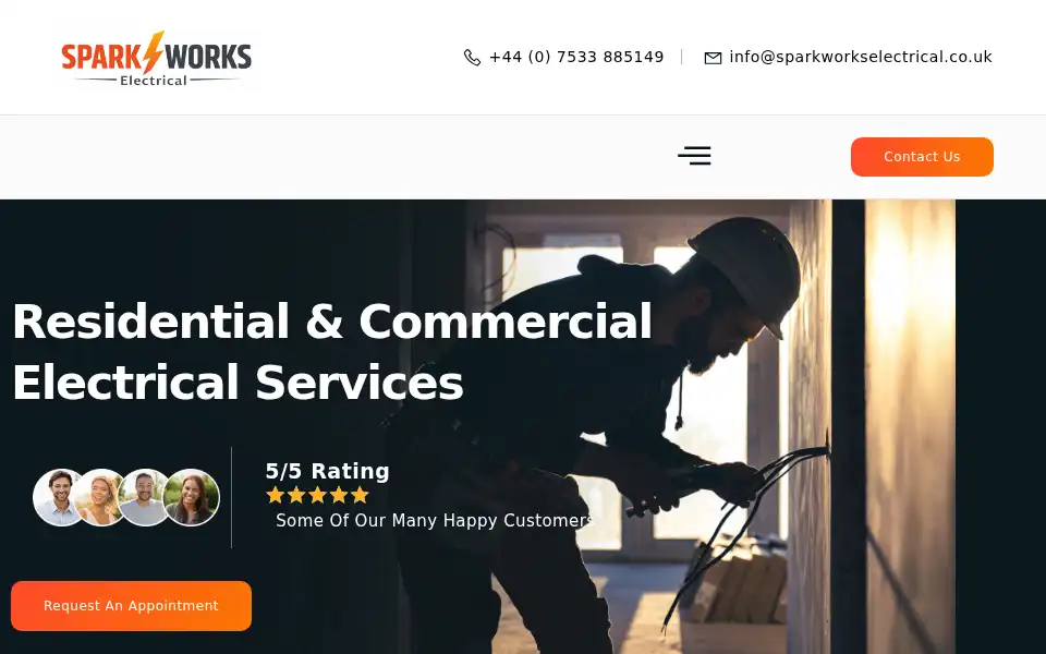 Screenshot of sparkworkselectrical.co.uk