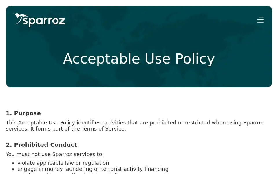 Screenshot of sparroz.io