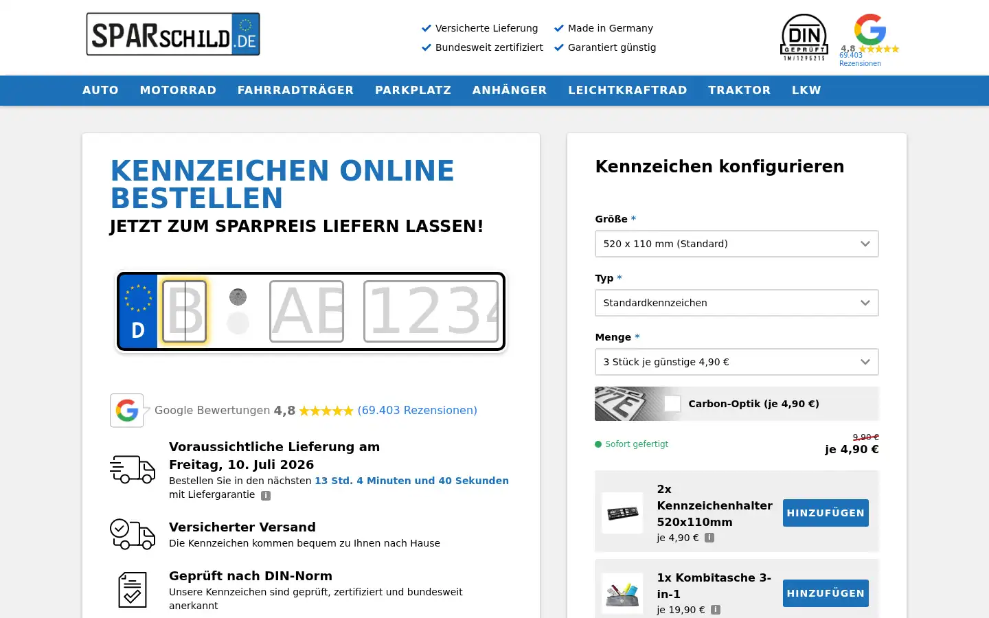 Screenshot of sparschild.de